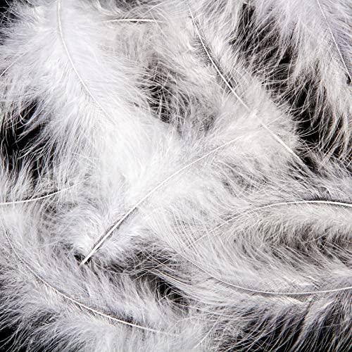 Tharaht 200Pcs Fluffy Turkey Marabou Feathers 4-6Inch For Craft Dream Catcher Decoration Natural Fluffy Turkey Marabou Feathers,White #TOP4