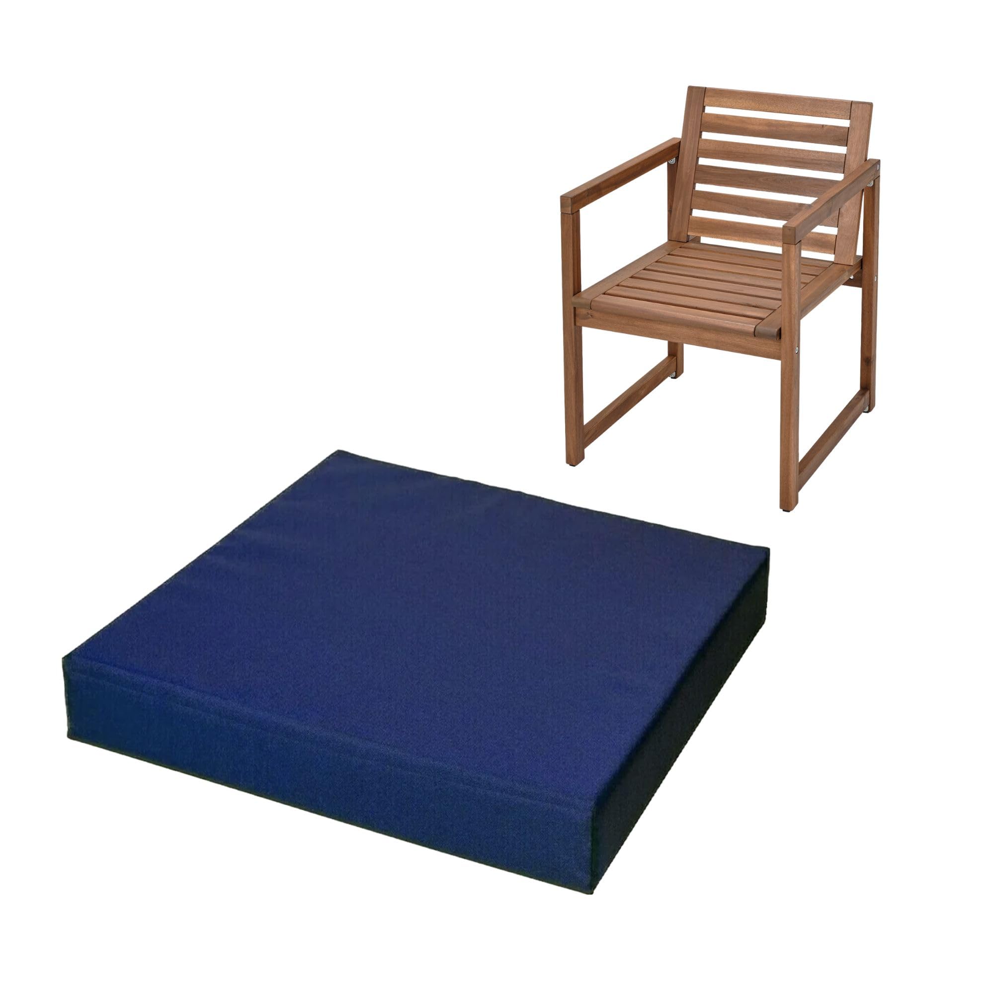 FIVE MOONS 4cm Thick Waterproof Chair Cushion Seat Foam Pad For Kitchen Dining Living Room & Garden Patio Rattan Furniture Removable Zipped Cover (Navy Blue, 20" x 20" (50 x 50 cm))