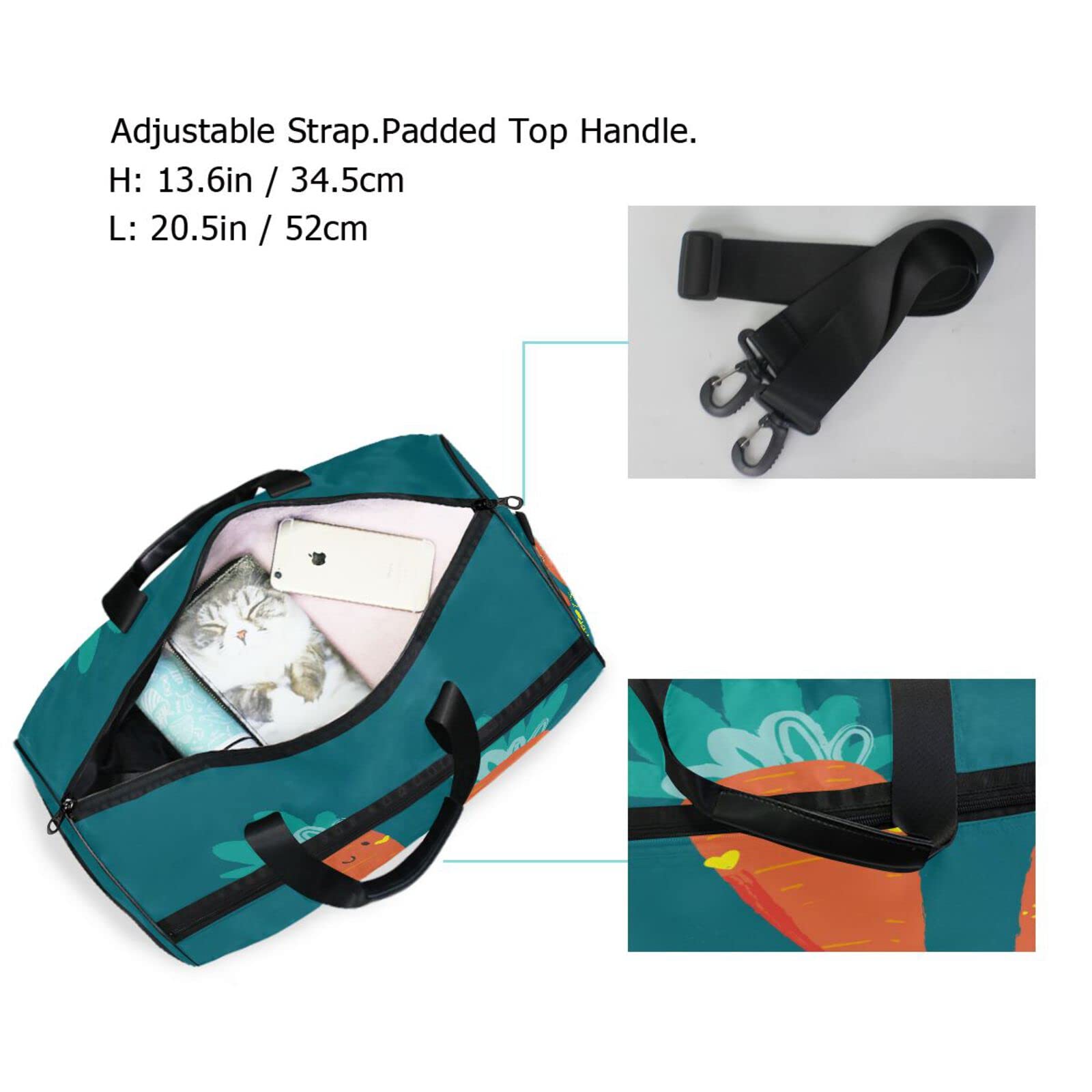 Karotte Süßer Gemüsekarikatur Sporttasche Badetasche mit Schuhfach Reisetaschen Handtasche für Reisen Frauen Mädchen Männer