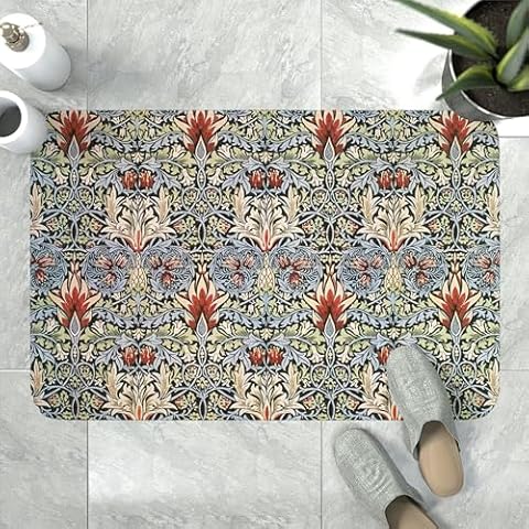 William Morris Non-Slip Vintage Floral Bath Mat Cover
