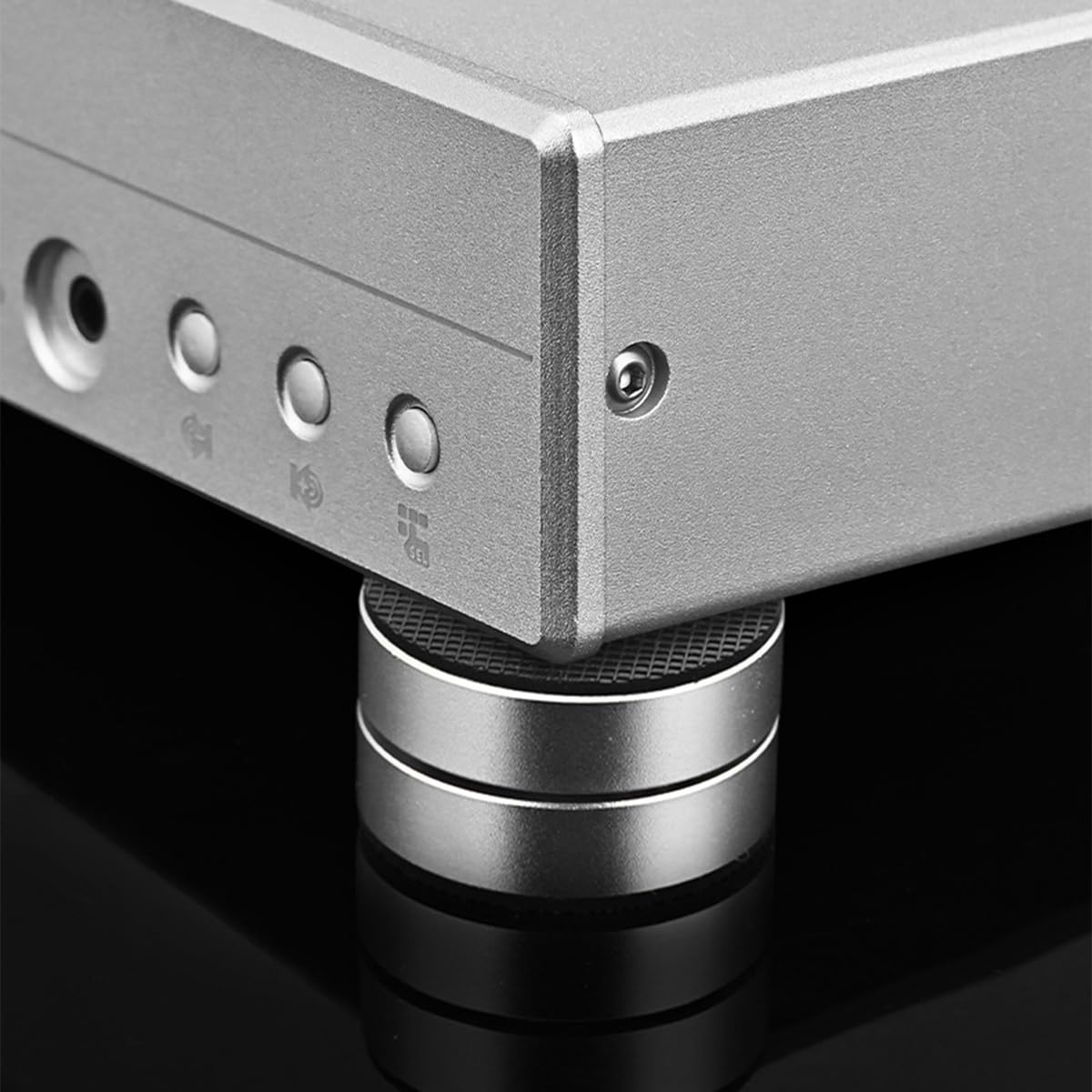 Qury 4 picos de altavoz, pies de subwoofer adecuados para amplificadores, estanterías, soportes de altavoces (plateado)
