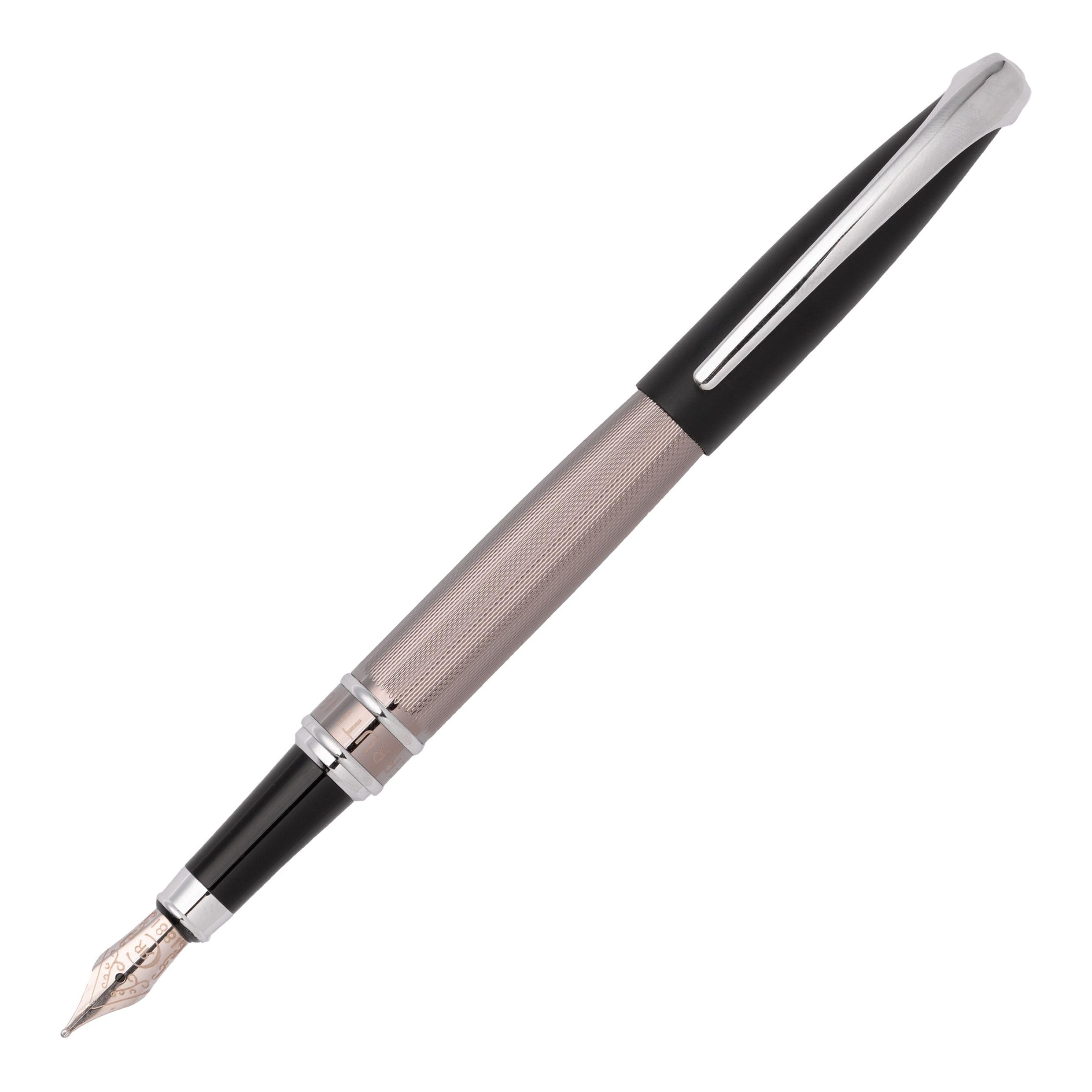Stylo Bille Cerruti 1881 Abbey Diamond Gun - Encre Bleue, Coffret Cadeau, Design Laqué Noir Et Diamant