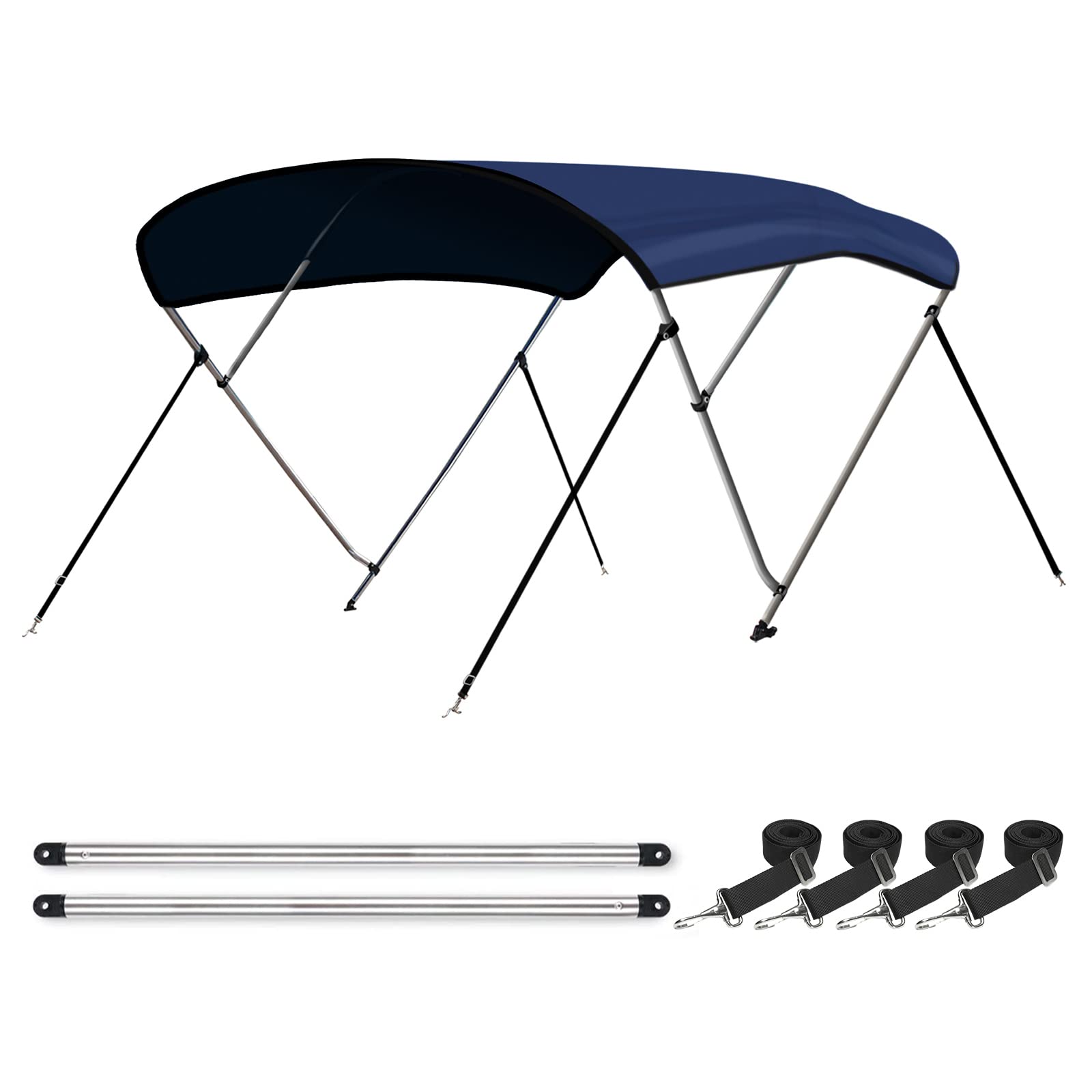 Leader Accessories 12 Colors 4 Bow Bimini Top Boat Cover with 4 Front and Rear Straps with Mounting Hardware and 1" Aluminum Frame