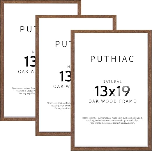puthiac 13x19 Oak Wood Picture Frame - 13"x19" Poster Frames for Wall, 13x19 Picture Frames for Wall, 13 x 19 Picture Frames, 13 x 19 Frames for Wall(3 Pack, Walnut)