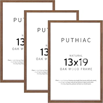 puthiac 13x19 Oak Wood Picture Frame - 13"x19" Poster Frames for Wall, 13x19 Picture Frames for Wall, 13 x 19 Picture Frames, 13 x 19 Frames for Wall(3 Pack, Walnut)