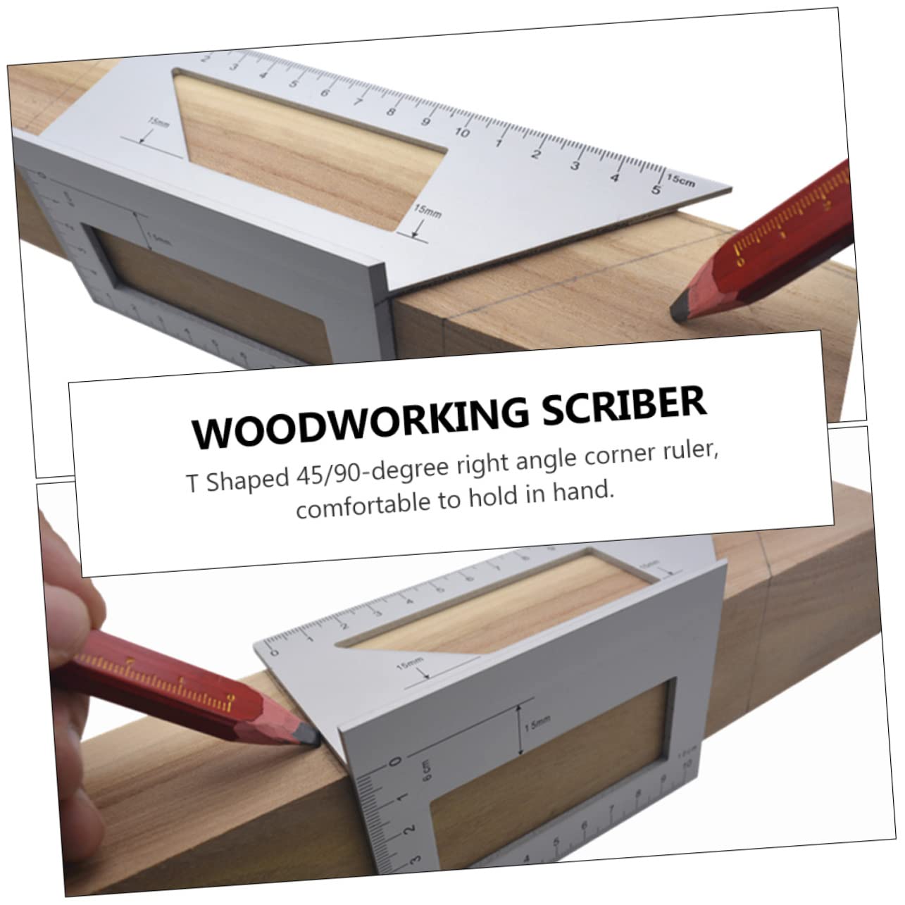 HOLIDYOYO Alloy Angle Ruler Right Angle Measuring Tool Ruler for Drawing Comfortable t Shape