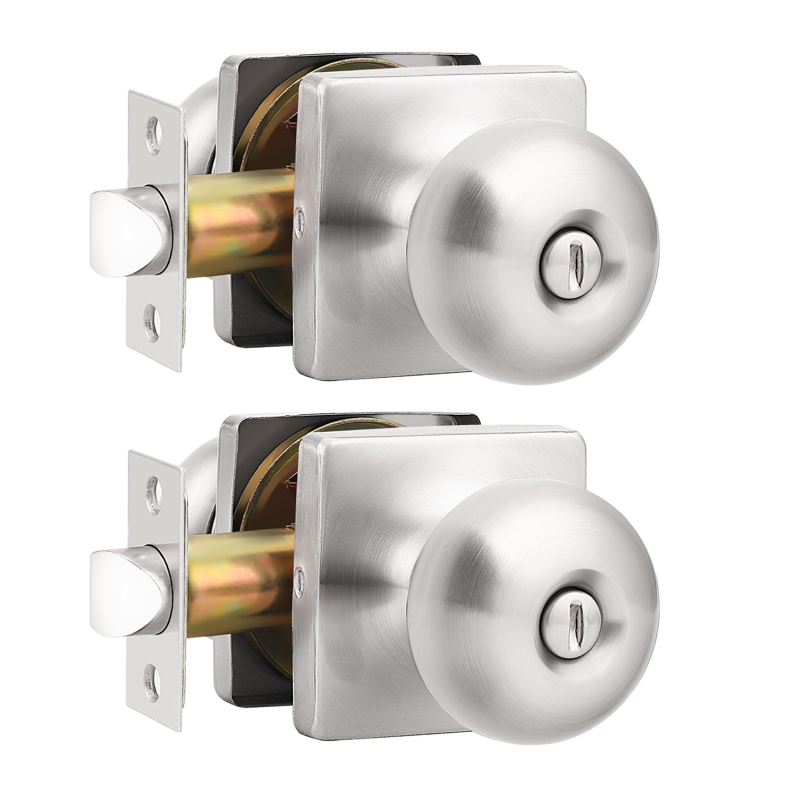 Brushed Nickel Privacy Door Knobs - Lockable & Secure -25
