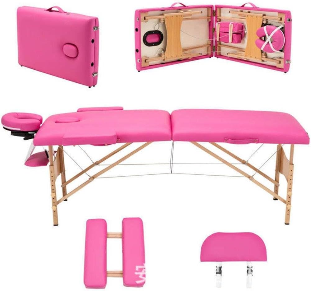 Massage Table Fold Portable Thick Foam Massage Table Facial SPA Beauty Bed Tattoo with Carry Case Pink
