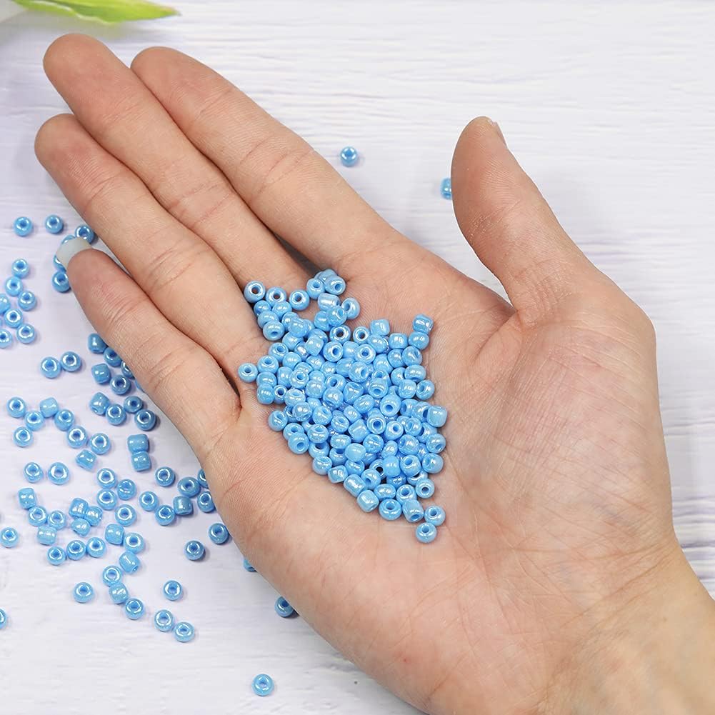 Tibaoffy Size 6/0 Crafts Glass Seed Beads 4mm Blue Bright Beads for Jewelry Making (Total About 100g About 1200pcs) - Image 5