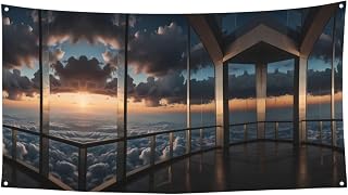 Observation Deck Printed Banner Hanging Flag - 70x35 inches - Holiday Party Christmas Gathering Banner - 180x90 cm