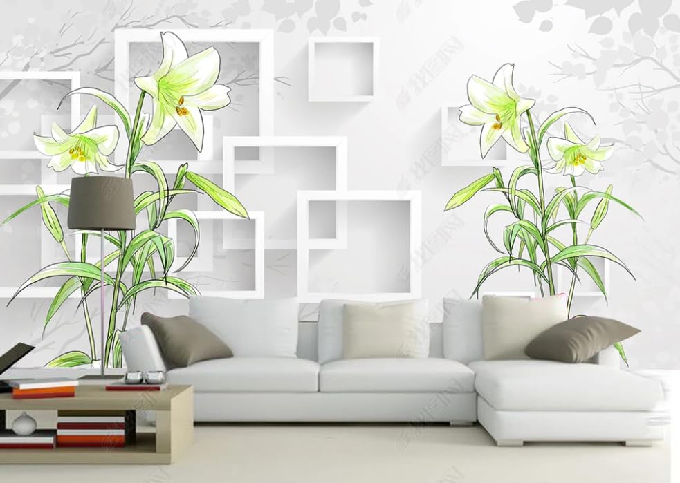 Poster géant fleurs de lys papier peint intissé pour salon et chambre