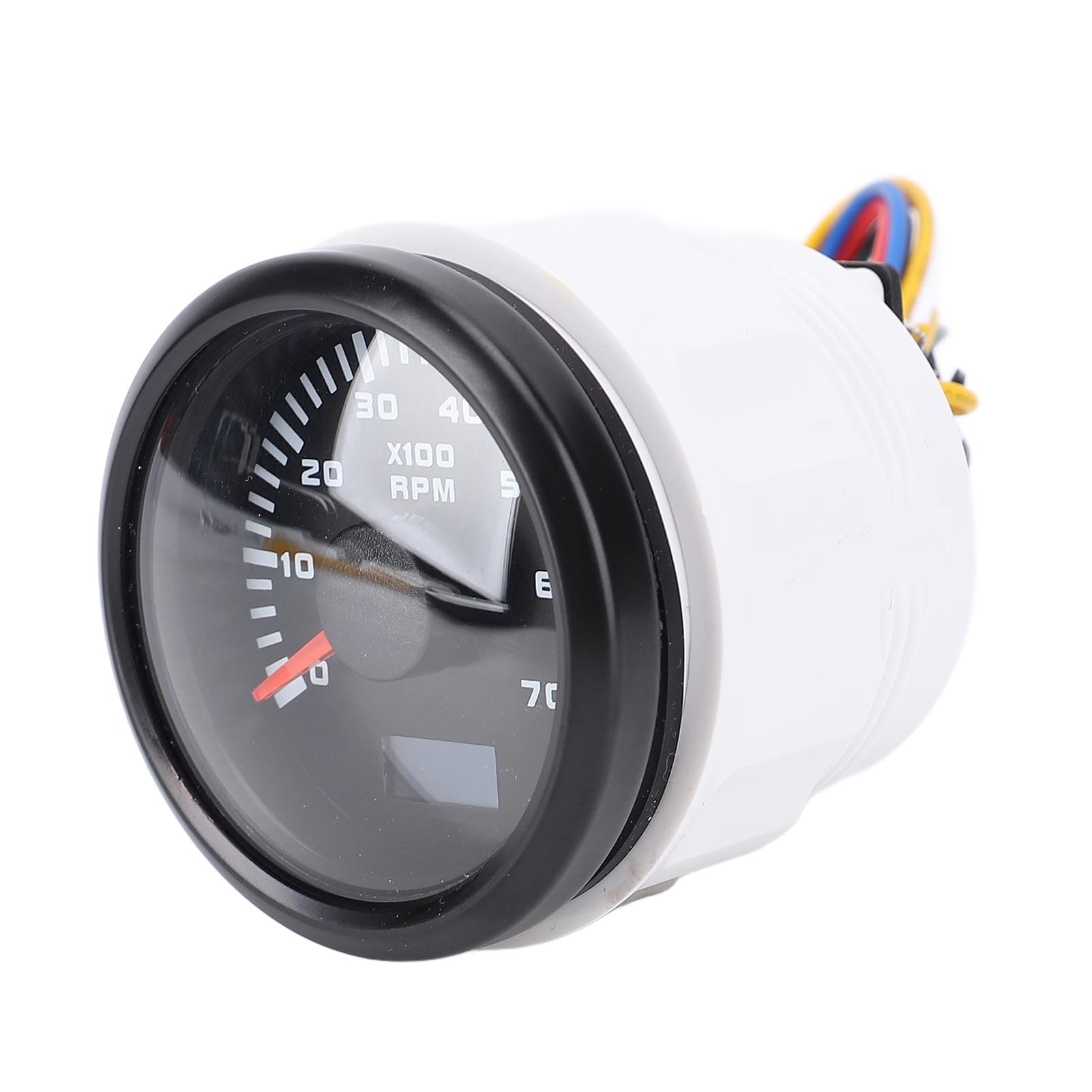 Tachymètre 52 mm 7 000 tr/min avec compteur horaire rétro-éclairage 7 couleurs DC 9 32 V Jauge de tr/min pour camion tracteur voiture RV bateau cadran noir couvercle argenté CX6229 (Black Dial Black