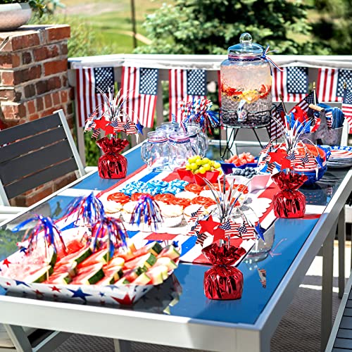 Image of Canlierr 4 Pcs 4th of July Table Decorations, Patriotic Metallic Foil Spray Star Centerpiece for 250th Anniversary, Red White and Blue USA Flag Decor for Memorial Day, Independence Day, Party Supplies