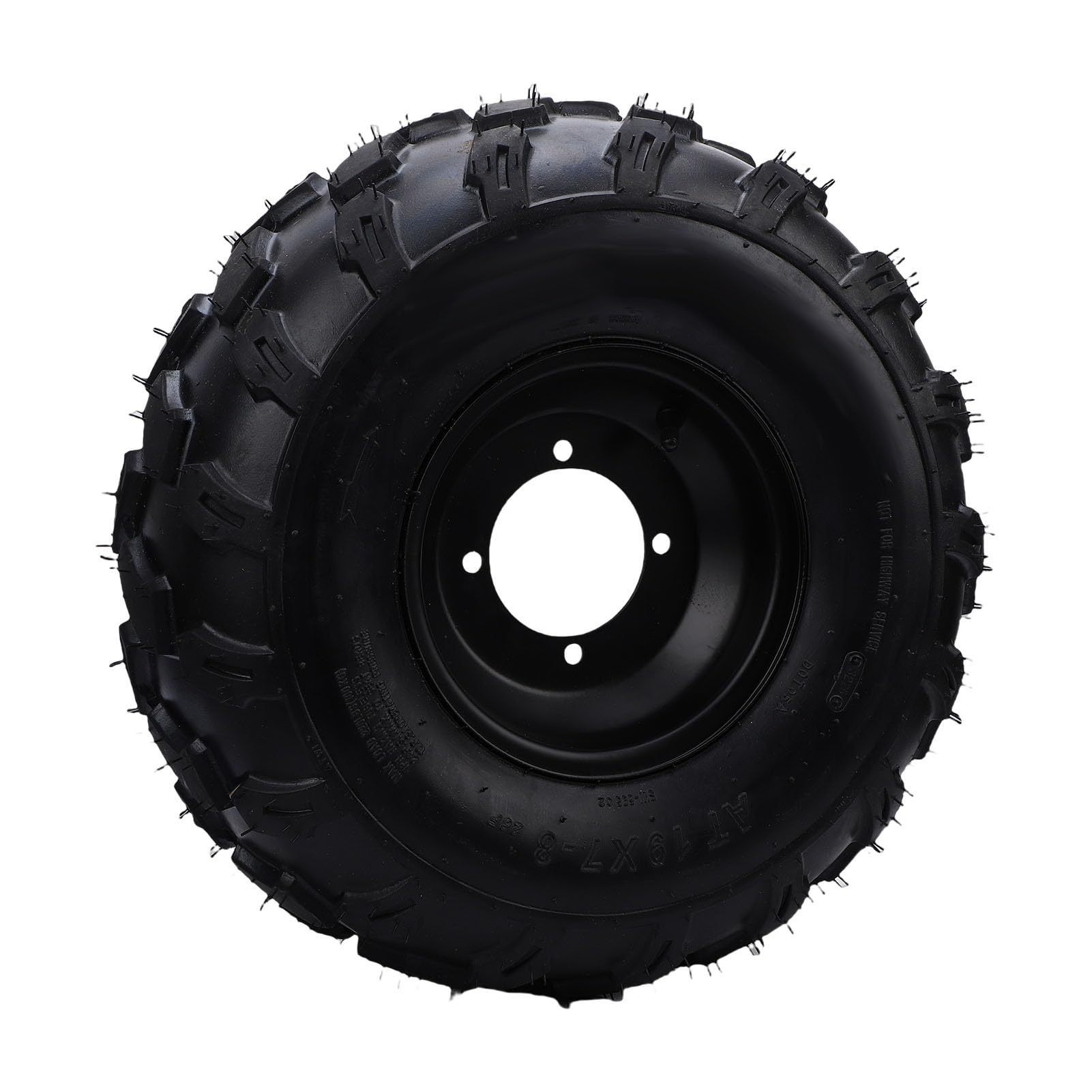 Acouto 19x7 8 Felgen-Reifenbaugruppe, Schlauchlose 6-lagige ATV UTV Go-Kart-Reifen mit 4-Schrauben-Befestigung, für 125 Ml 250 Ml ATV UTV Quad Go Kart