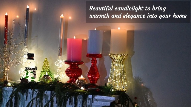 Image of Flameless Pillar Candles Flickering with Remote Timer, Battery Operated LED Candles Up to 400 Hours, 3D Moving Flame Real Wax Candles, D4 x H6, Remote Included (Ivory, 4inx6in)