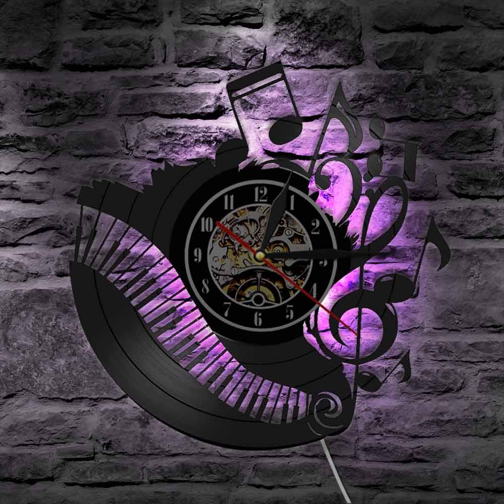 Dia 30cm Musica classica Orologio da parete in vinile da parete Note musicali Orologio da parete con grammofono Decorazioni per la casa Decorazioni per camerette Musicista Pianista Regalo per insegn
