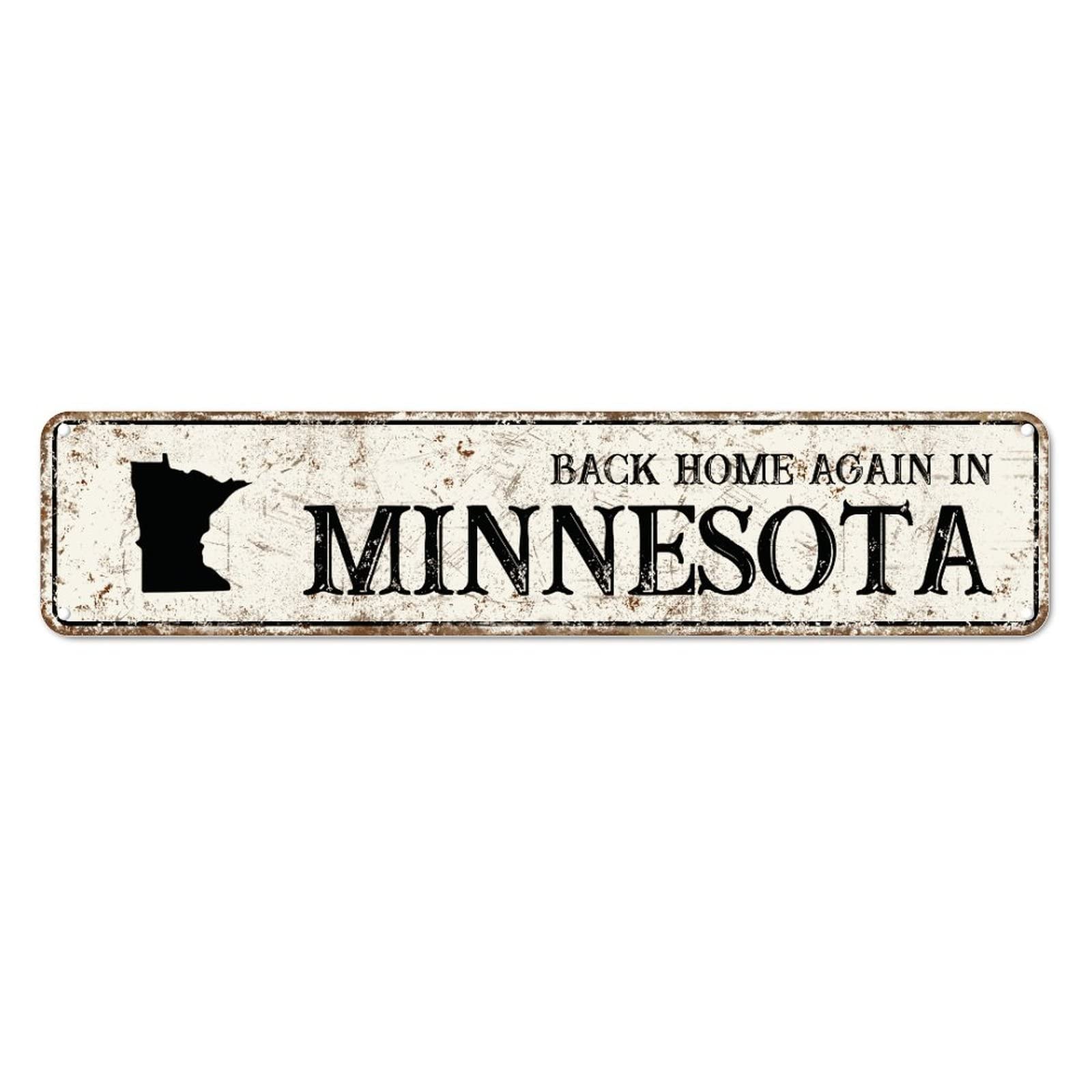 Back Home Again in Minnesota Retro Tin Signs Aluminum Metal Sign for Kitchen Home Garden Wall Bar Cafe Decor 4x16 Inch