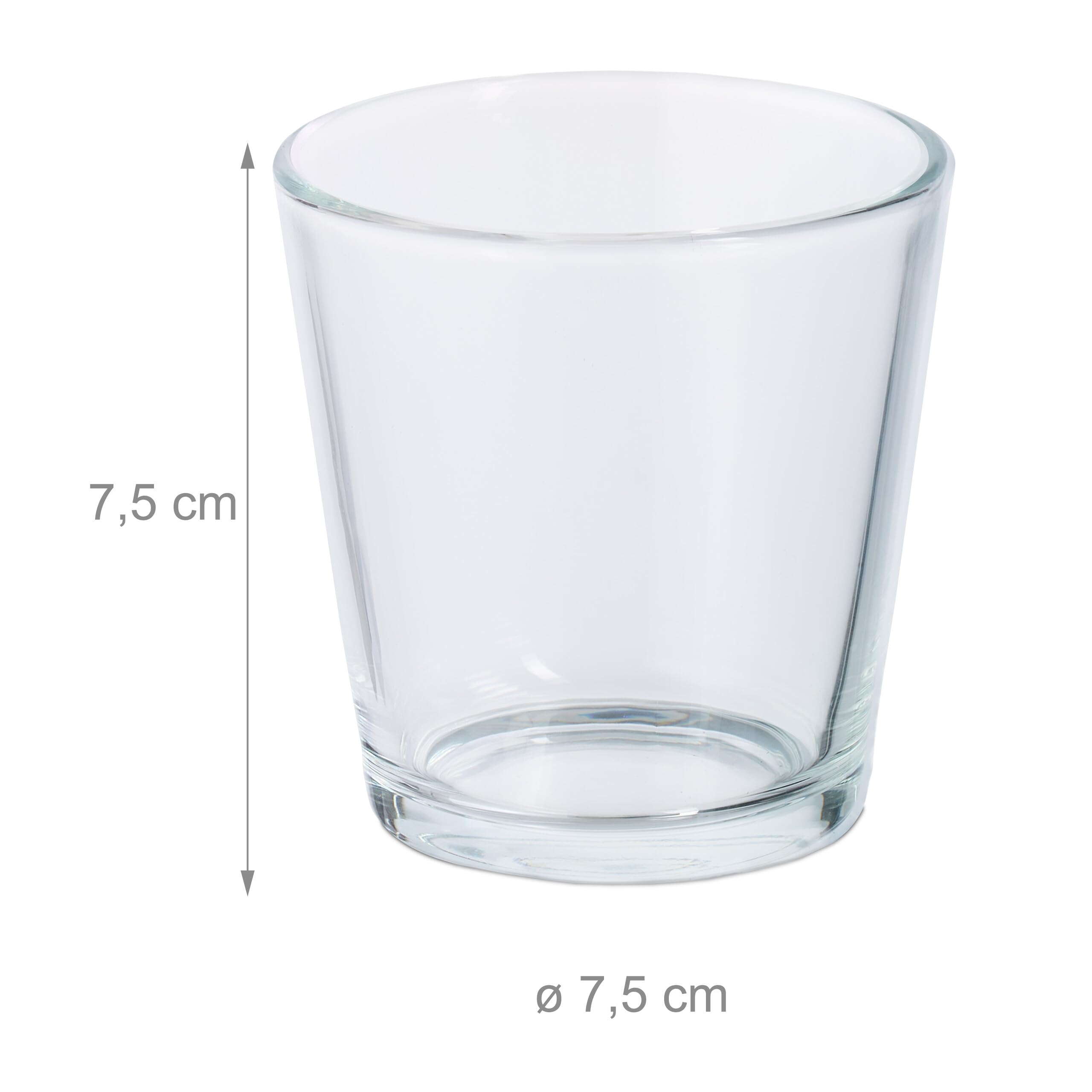Relaxdays Photophores en Verre, Lot de 20, HxD : 7,5 x 7,5 cm, décoration de Table, Porte-Bougies, Transparents