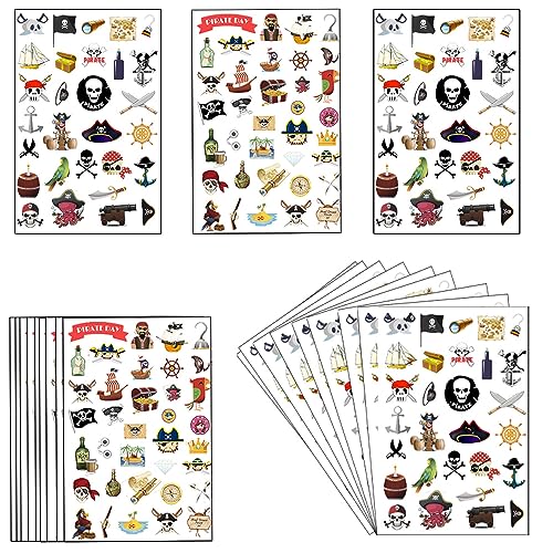 Oringaga Pirate Themed Stickers-Halloween Party Pirate Birthday Baby Shower Favors Supplies Decorations