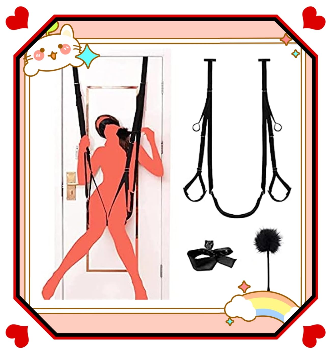 ̤𝙎̤𝙚̣̤𝙭̤ ̤𝙏̤σ̤𝙮̤𝙨̤ Columpio De Nailon para Colgar En La Puerta con Plumas Y Antifaz, Juguetes para Fiestas, Hombres Y Mujeres