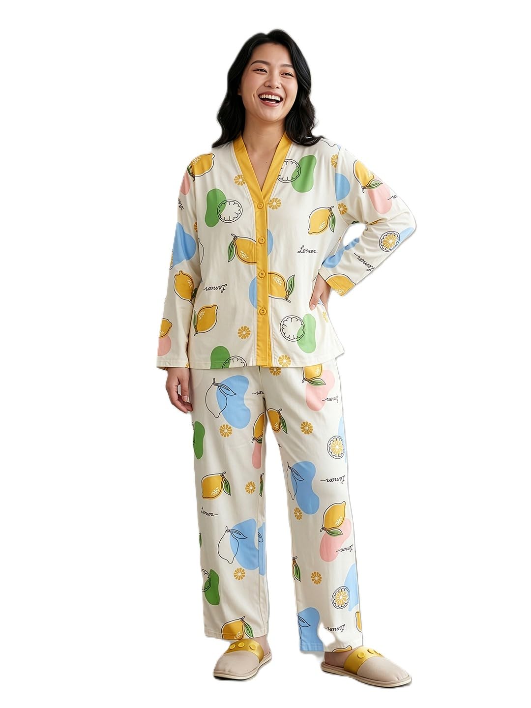Women's Printed Nightwear Set | Cotton Blend Full Sleeve Shirt with Pyjama | Soft Casual Sleepwear for Women & Girls-image-14