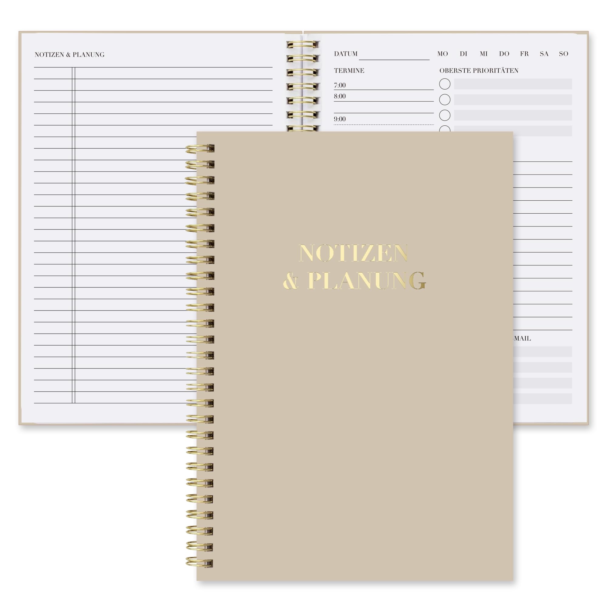 BIROYAL Daily Planner Notebook with Timetable, Spiral To-Do Notepad to Easily Organize Your Tasks and Appointments