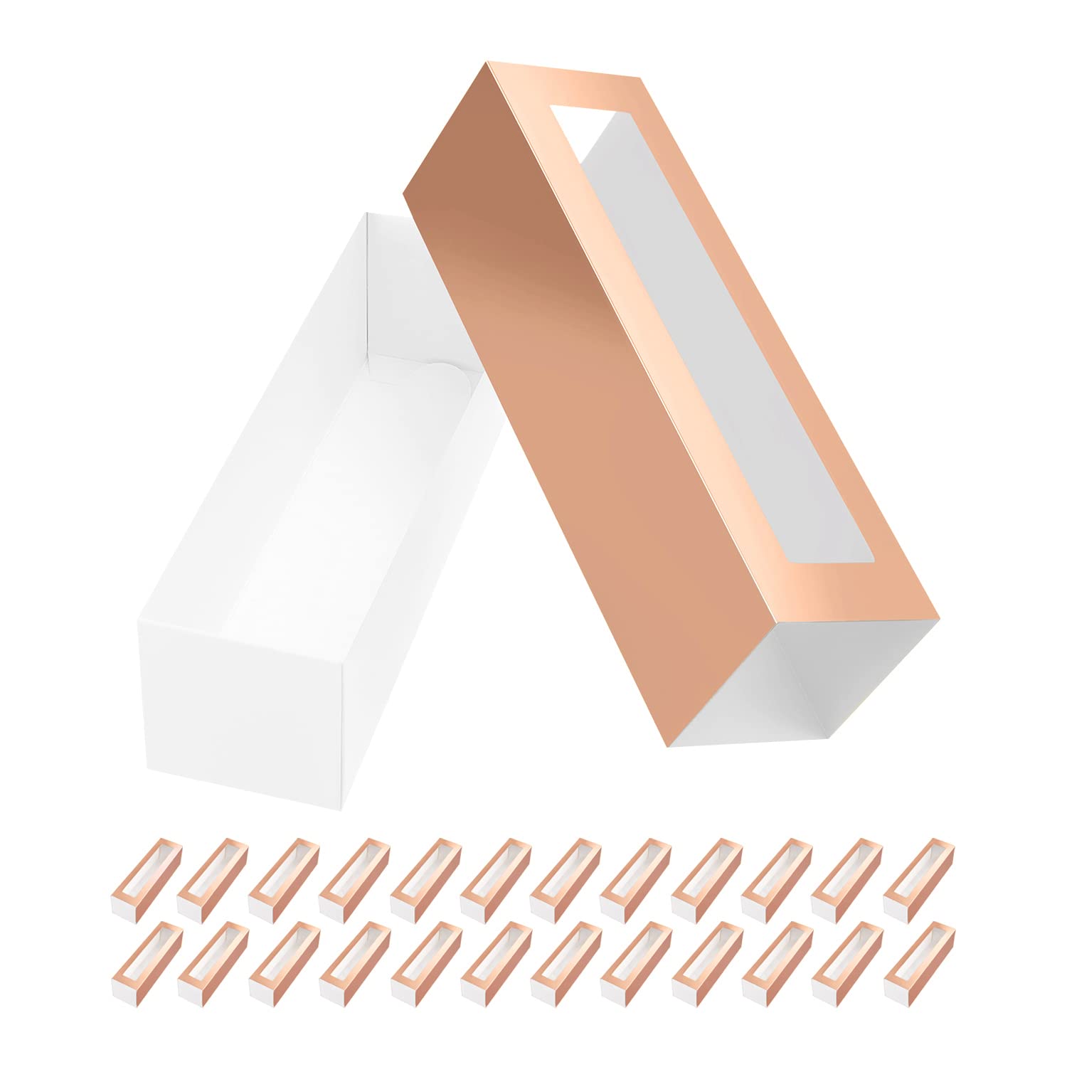 BAKIPACK 25 Macaron Boxes for 6 Macarons Rose Gold Macaron Boxes