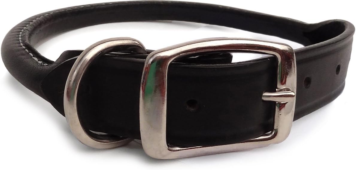 Auburn Leathercrafters Rolled Dog Collar - Black - 34 1.25 X 34 Black