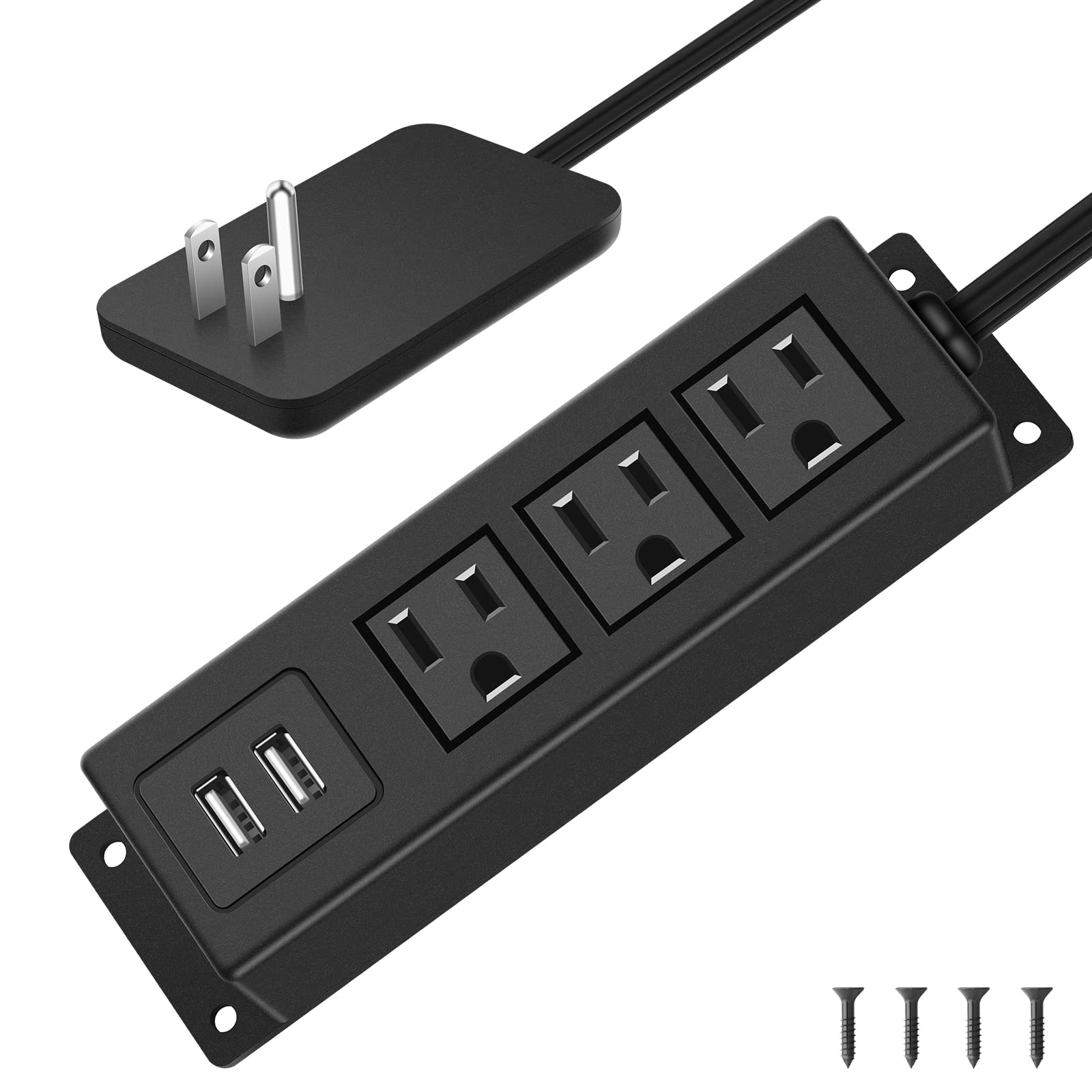 Buy Thin Flat Plug Power Strip, JUNNUJ Wall Outlet Cover 1200J Surge