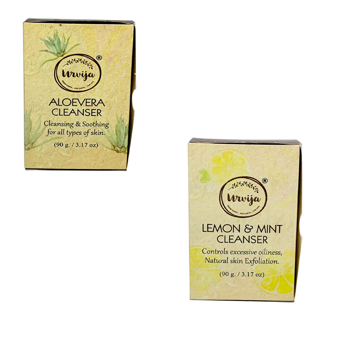 Urvija Lemon & Mint and Aloevera Cleanser - Essential oil based Sulphate free Handmade Soap