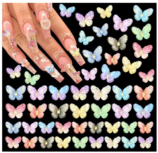 NPAH Butterfly Nailart Charms Colorful 3D Butterfies for Nails Cute Butterfly NailArt Charms Mixed Size Bow for Manicure DIY Nail Decoration Craft Embellishment (30PC 3D Bow Set)-image-6