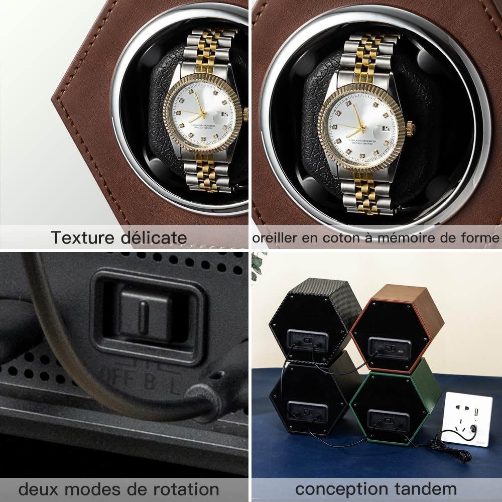 Caja giratoria automática para relojes, con motor Mabuchi extremadamente silencioso, almacenamiento y carga de relojes automáticos, ofrece 2 modos de funcionamiento