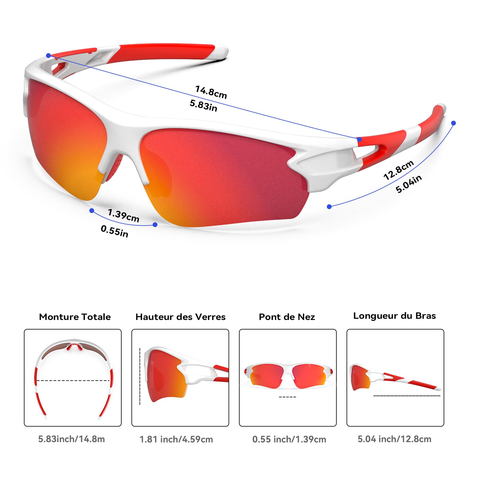BEACOOL Polarizzati Occhiali Da Ciclismo 100% UV400 Telaio Infrangibile TR90,Uomo Donna per Ciclismo, Guida, Golf, Sci, Pesca e Corsa