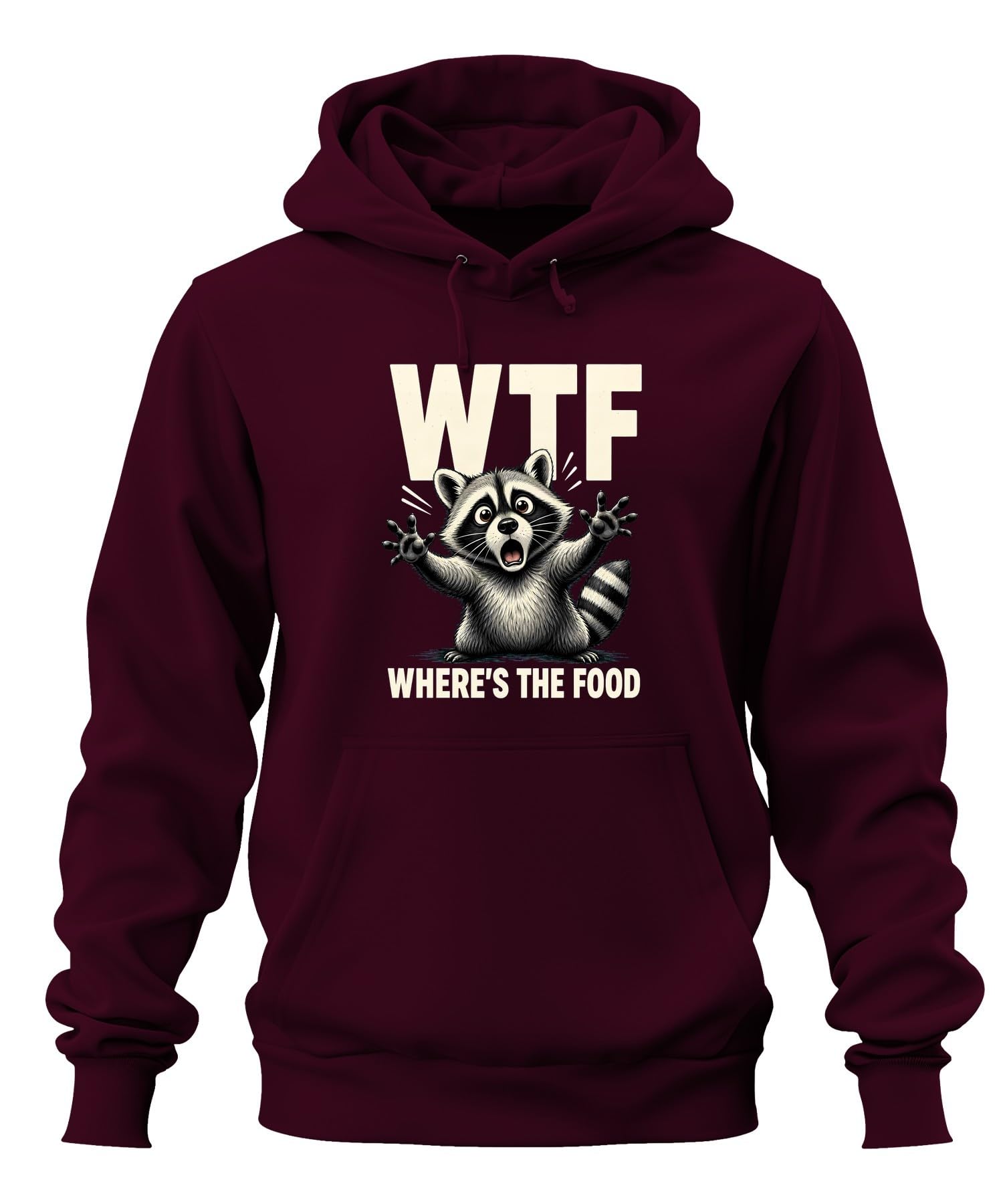 WTF Where's The Food Funny Statement bluza z kapturem | Sarkazm Trash Panda Śmieszne powiedzenie Humorystyczne Zwierzę leśne Śliczna panda Śmieci Impreza Przekąska Komiks Dzikie
