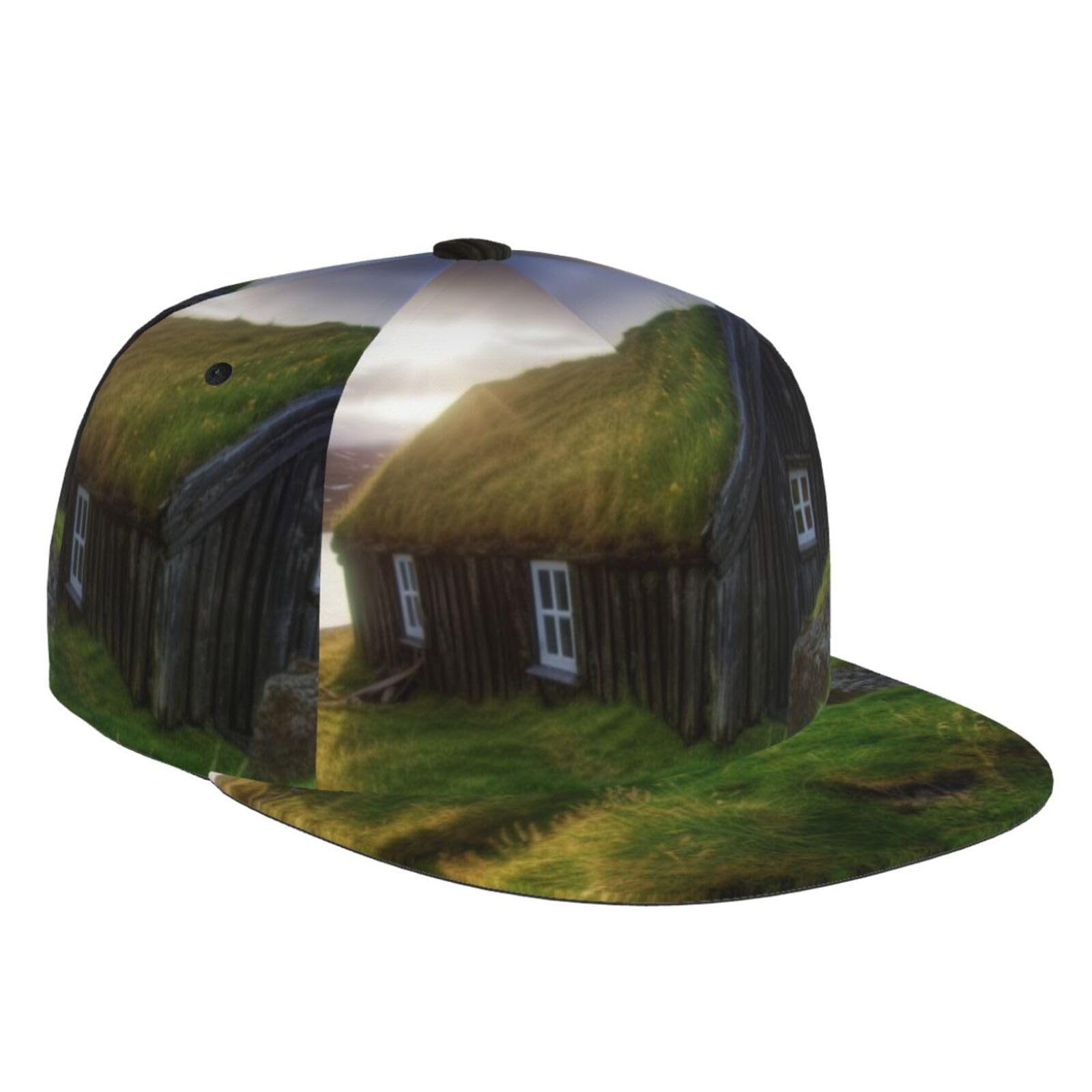 OPSREY Iceland Hut Printed Adjustable Flat Brim Baseball Cap Neutral Trucker Cap