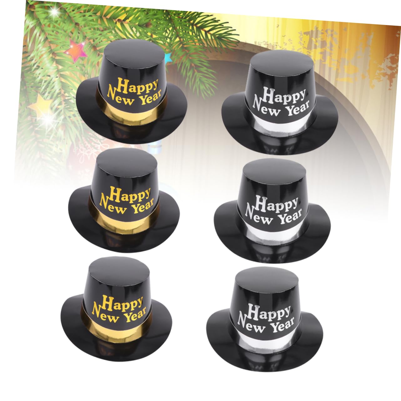 2 Sets Partyhüte Für Erwachsene Zum Neujahr Briefpapier Kappe [farbe] Für Feiern 6 Stück X 2