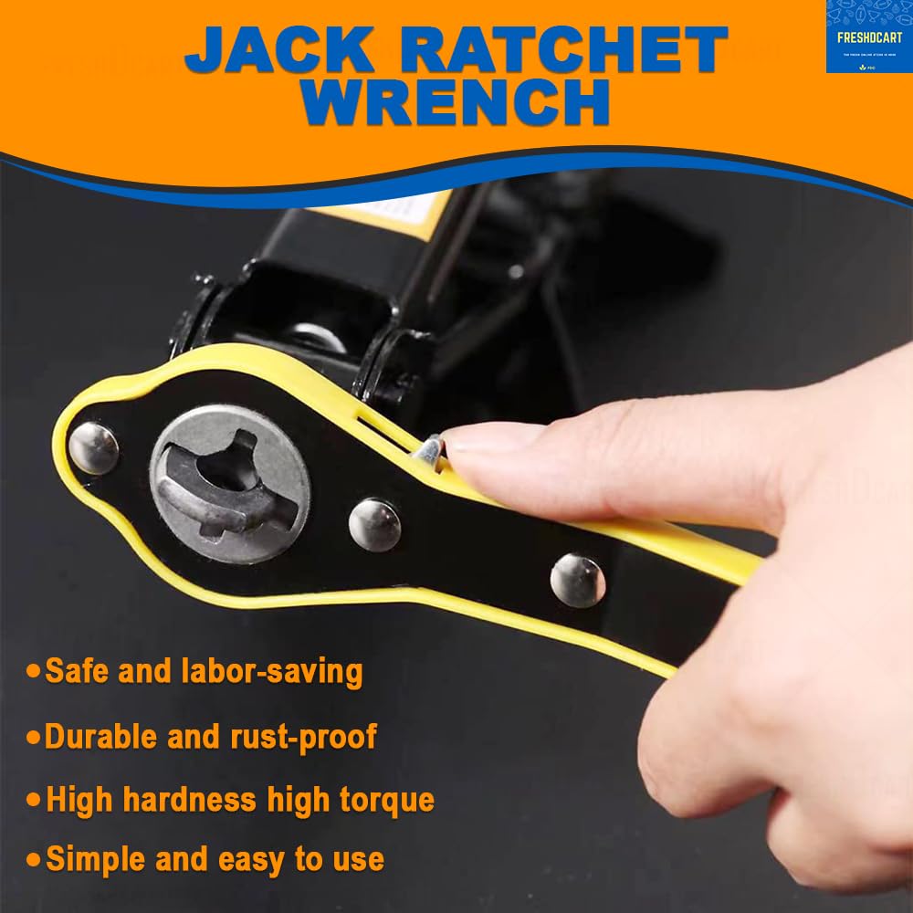 FreshDcart FDCA602 Universal Automotive 360° Labor-Saving Swivel Jack Ratchet Wrench Scissor Jack with Long Handle Tool Tire Wheel Jack Cross Wrench for Travel, Truck,Vans (Multicolor,Pack of 1) 3
