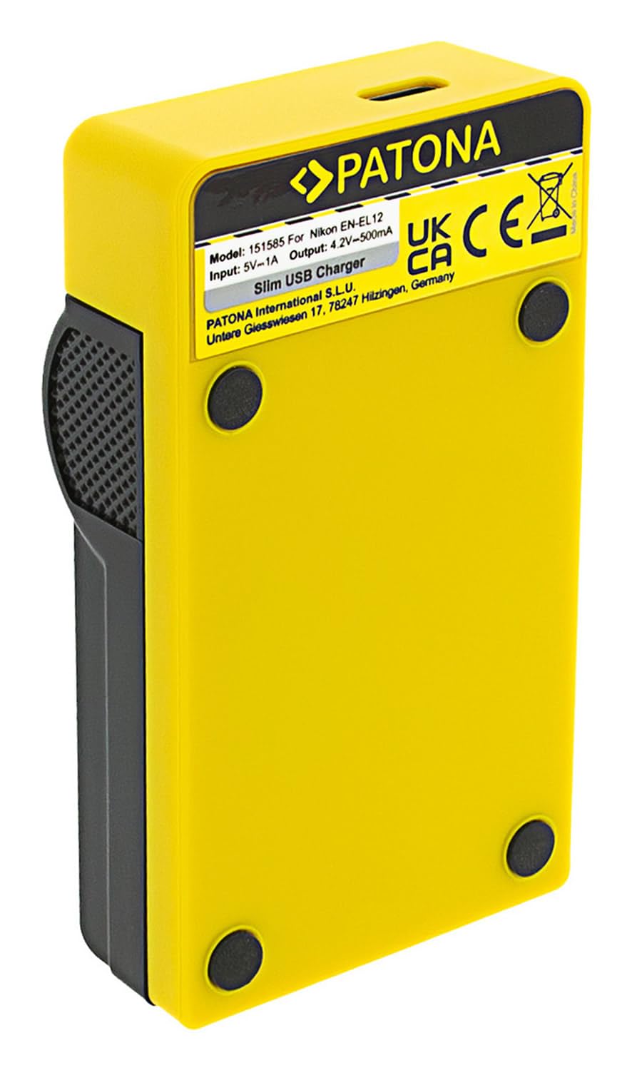 PATONA Caricabatterie Slim USB-C per batteria Nikon EN-EL12 – per CoolPix A1000 A900 AW100 AW130 P300 P310 P340 S8000 S8200 S9100 S9400–S9900 S1200pj – ricarica ovunque, anche da powerbank