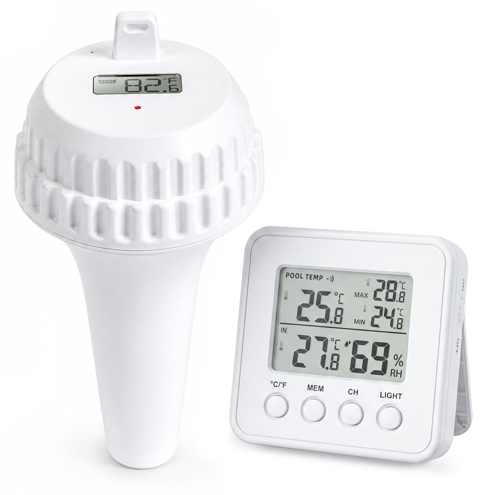 Wireless Pool Thermometer Floating with Indoor Receiver, IP67 Waterproof Digital Water Temperature Sensor with Backlight Screen, 260ft Range Remote Monitor for Pool, Hot Tub, Spa, and Indoor Humidity-image-25