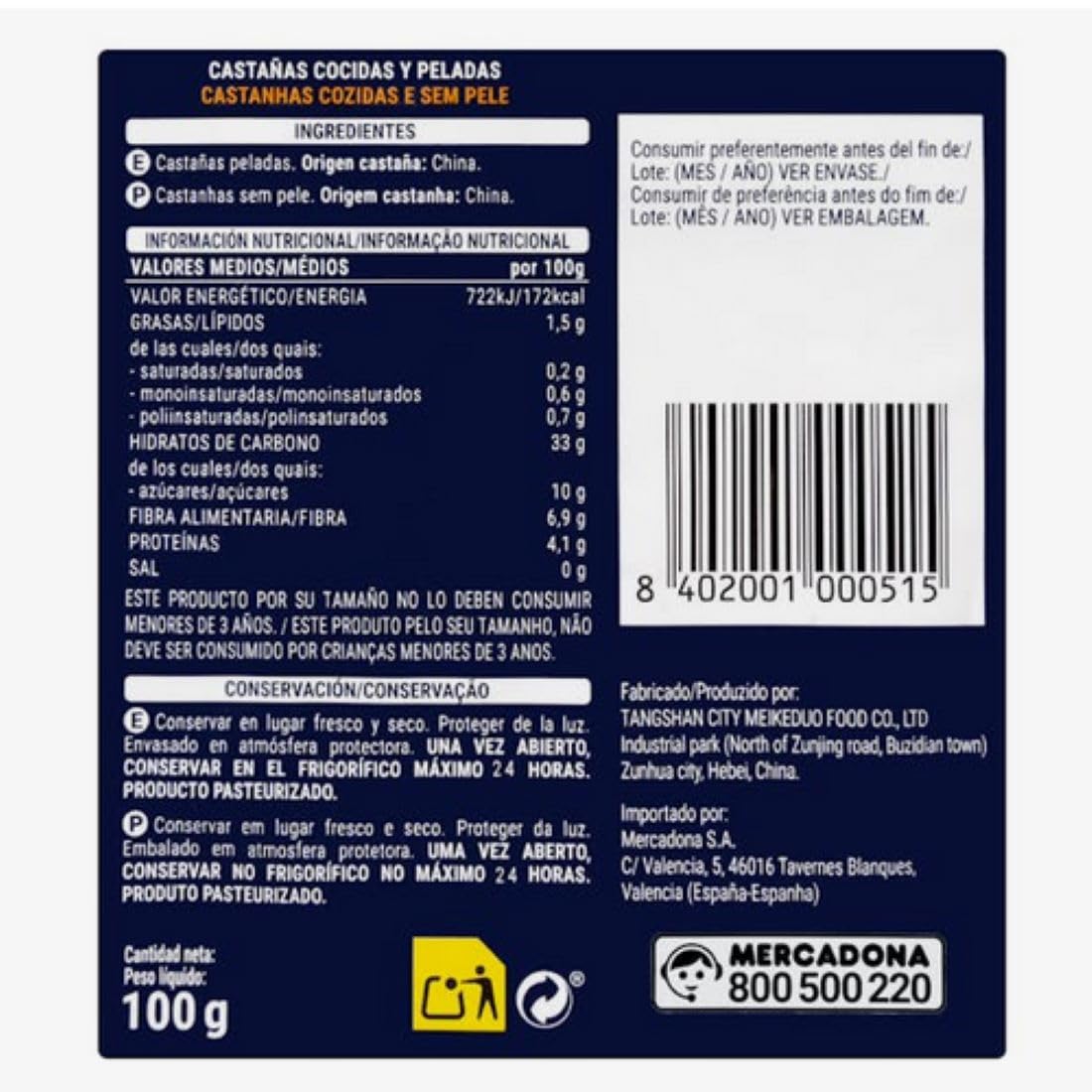 Gekochte und geschälte Maronen Hacendado 12er-Pack