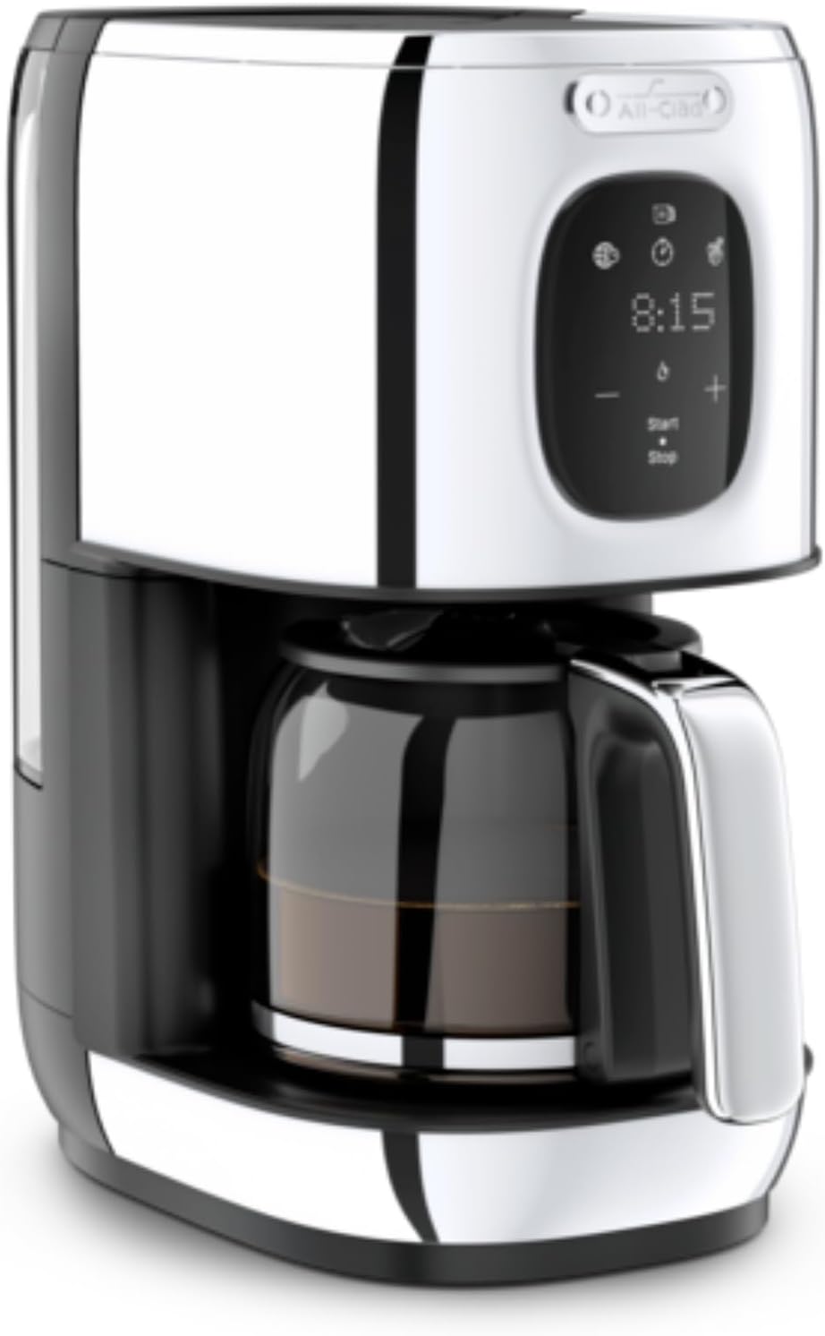 All-Clad, Majestuo Stainless Steel Coffee Maker, Keep Warm Function, 1000 Watts, Programmable Timer, Removable Water Tank, Silver