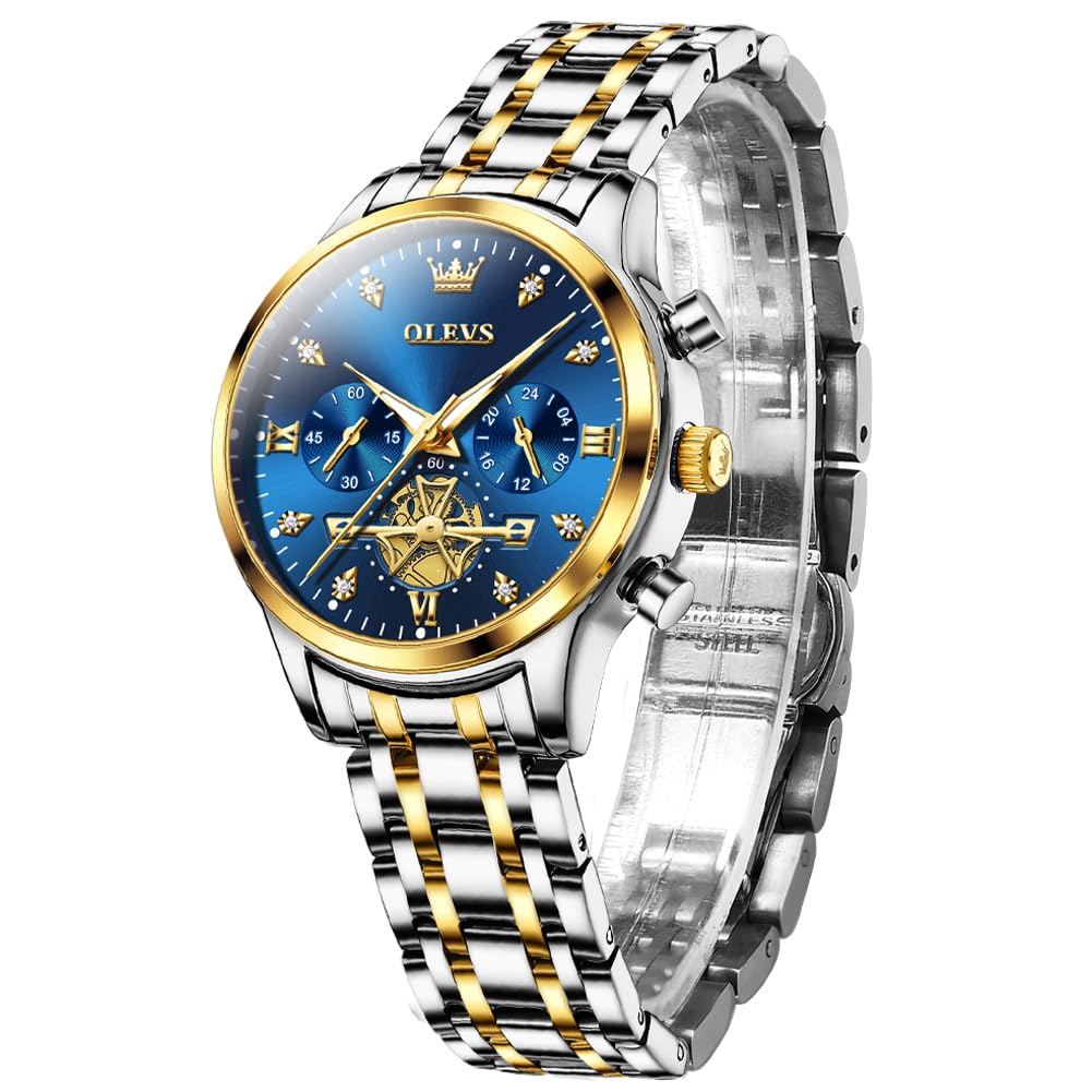 OLEVSWomen Watches Luxury Diamond Wrist Watches for Women Gold and Silver Stainless Steel Waterproof with Date Quartz Ladies Watch