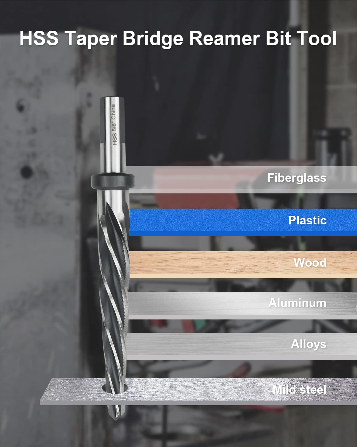 Juego de 4 brocas para puente/escariador de construcción de 3/20.3 cm, 1/5.1 cm, 5/20.3 cm, 3/10.2 cm con vástago de 1/5.1 cm HSS herramienta de broca para perforación de acero, metal, madera,