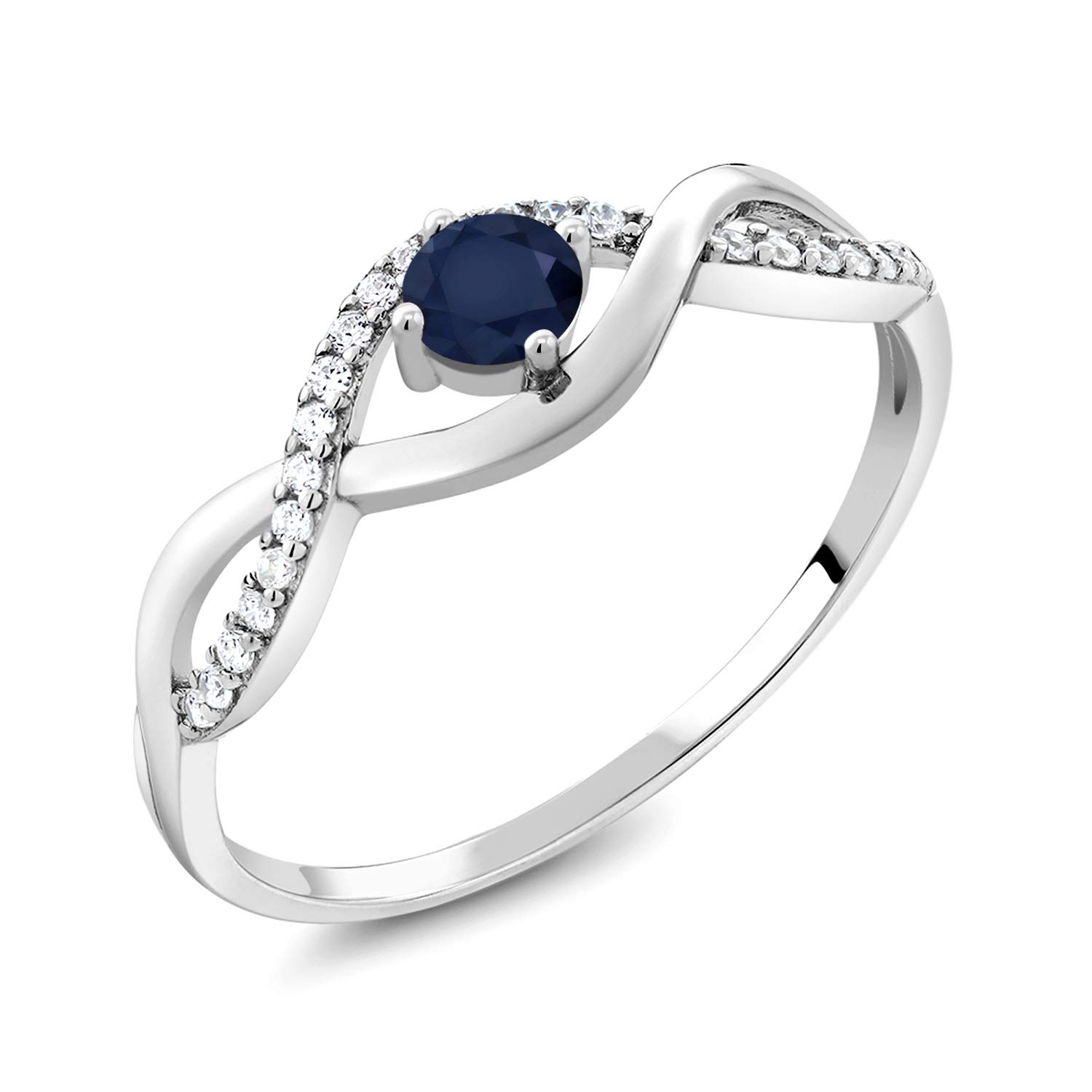Gem Stone King 4MM Round Gemstone Birthstone Infinity Ring | 925 Sterling Silver | Wedding Engagement Anniversary Promise Ring For Women | Available
