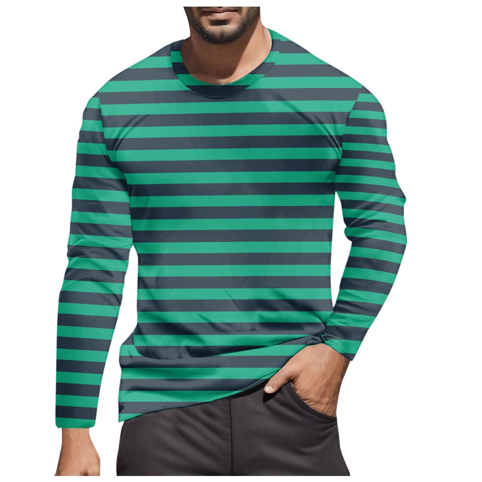 Striped Shirt Men Women Red-White Long-Sleeved T-Shirt Carnival Long Sleeve T-Shirt Horizontal Stripes Vertical Stripes Wide Stripes Fine Stripes Crew Neck Casual Top Striped Shirt Carnival Costumes