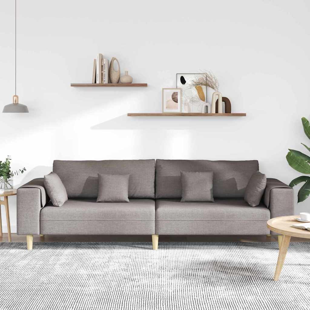 Sofá de 4 plazas, color topo, 250 x 77 x 76 cm, de tela aterciopelada, con diseño transpirable y patas de madera estables, moderno, para salón, dormitorio, oficina