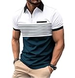 Men's Polo Shirts 2025 Short Sleeve Casual Polo T Shirt Color Block Slim Fit Golf Shirts with Pocket