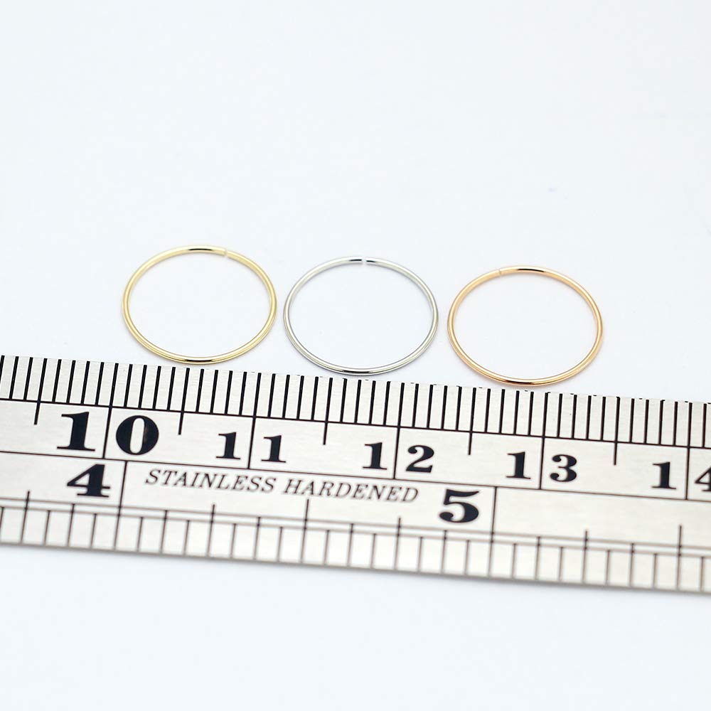 14k oro 22 Gauge - anello di 10mm diametro cerchio aperto continuo senza cuciture naso Piercing naso