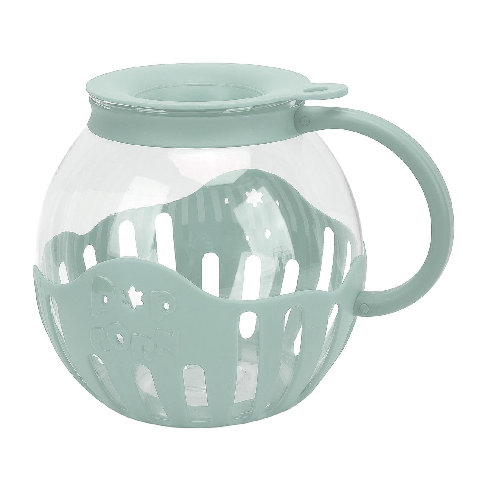 Ausla Tarro de Vidrio para Palomitas de Maíz para Microondas, Palomitas de Maíz de Borosilicato con Tapa Medidora, Máquina para Hacer de Casera Rápida de 2,13 L y 3 Minutos para Refrigerios (GREEN)