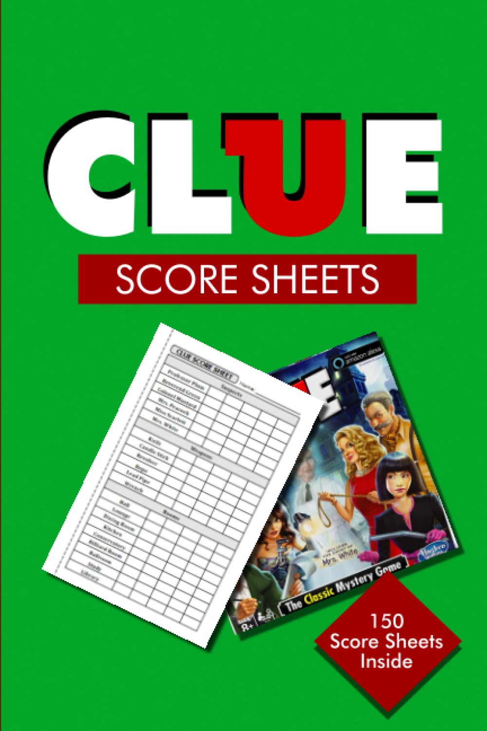 Clue Score Sheets: A Cool Green Clue Score Sheets. 150 Separate Score ...